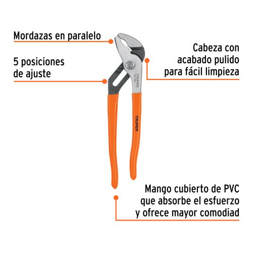 PEX-10+FC1 Pinza de extensión 10" mango de PVC, TRUPER