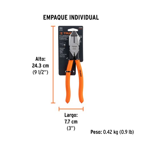 T201-8+EIND1 Pinza para electricista 8" uso rudo, mango PVC, TRUPER