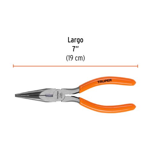 Pinza de punta y corte 7" mango de PVC, TRUPER