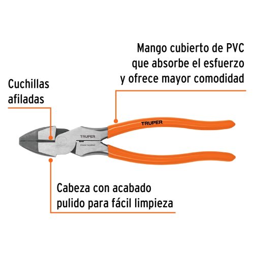T210-9+FC1 Pinza de punta y corte 6" mango de PVC, TRUPER