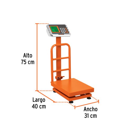 BAS-100PLA+FC2 Báscula electrónica de plataforma, plegable, 100 kg, TRUPER 15729