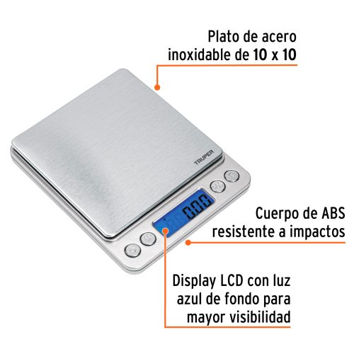 Báscula electrónica de precisión, de bolsillo, 500 g, TRUPER 102316