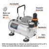COMP-AERO+FC1 Compresor libre de aceite, para aerografo,1/5HP,127V, TRUPER