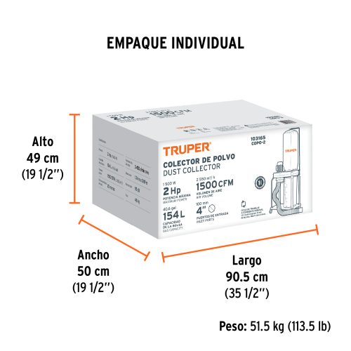 Colector de polvo 2 HP, TRUPER 103165