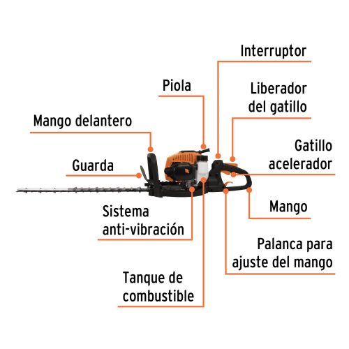 Cortasetos con motor a gasolina 26 cc, profesional, TRUPER( 12251)