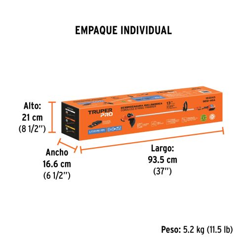 Desbrozadora inalámbrica 40V, 2 baterías 2Ah,1 carg.dual,PRO (103243)