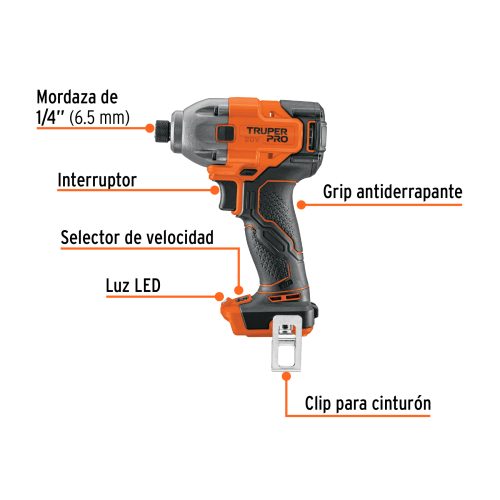 DIMI-20AS+FC1 Destornillador de impacto 1/4", 20V, sin accesorios, PRO 103254