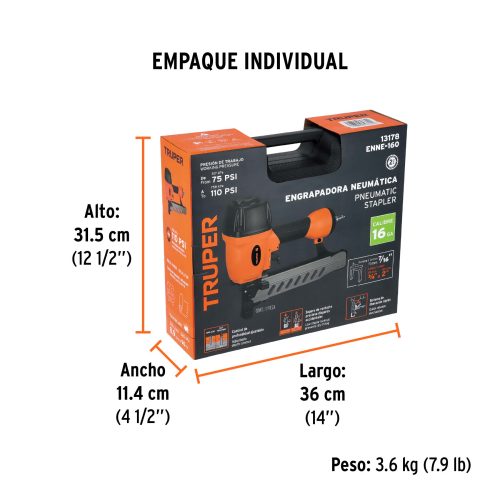 Engrapadora neumática, calibre 16, TRUPER