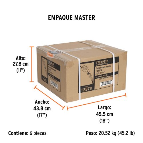 ESMA-4512N+EM1 Esmeriladora angular 4-1/2", 1250W, TRUPER INDUSTRIAL 12873