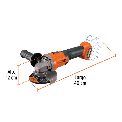 Esmeriladora 4-1/2", 20V, sin accesorios, TRUPER PRO 103