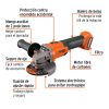 Esmeriladora 4-1/2", 20V, sin accesorios, TRUPER PRO 103