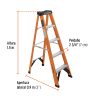 EST-24FV+FC1 Escalera de tijera, tipo ll, 4 peldaños, fibra de vidrio