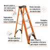 EST-24FV+FC2 Escalera de tijera, tipo ll, 4 peldaños, fibra de vidrio