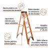 Escalera de tijera, tipo ll, 5 peldaños, fibra de vidrio