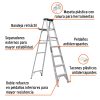 EST-36+FC1 Escalera de tijera tipo III 6 escalones y bandeja, TRUPER