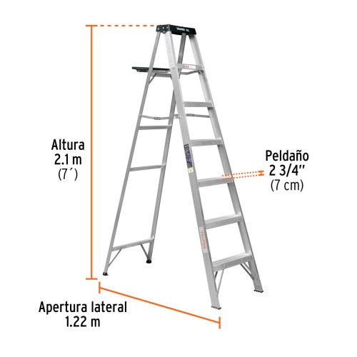 EST-36+FC2 Escalera de tijera tipo III 6 escalones y bandeja, TRUPER
