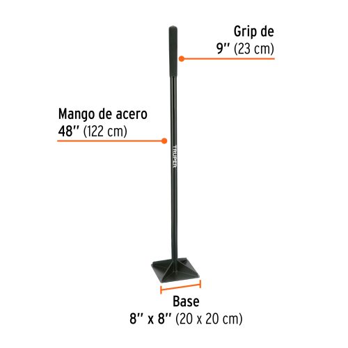 KR-1L+FC1 Pisón 8" x 8" con mango de acero de 48", TRUPER