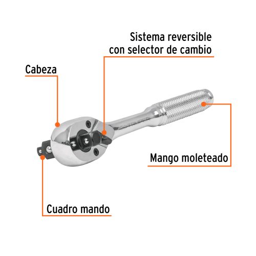 M-1412+FC1 Matraca triple cuadros 1/4", 3/8" y 1/2", TRUPER 13649