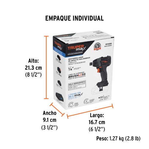 MAX-20DS+EIND1 Destornillador de impacto, 20V, sin accesorios, MAX 101406