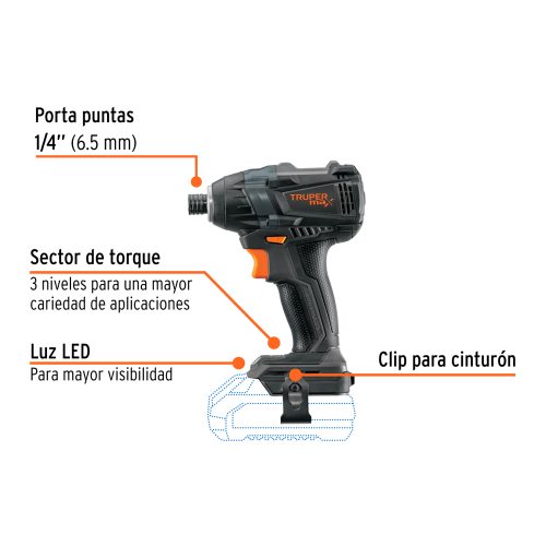 MAX-20DS+FC1 Destornillador de impacto, 20V, sin accesorios, MAX 101406