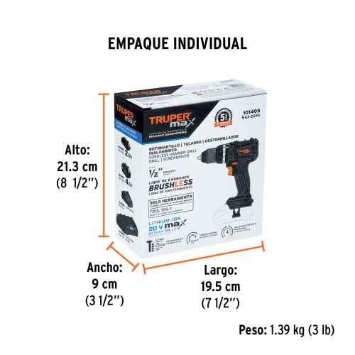 MAX-20RS+EIND1 Rotomartillo 1/2", 20V, sin accesorios, MAX 101405
