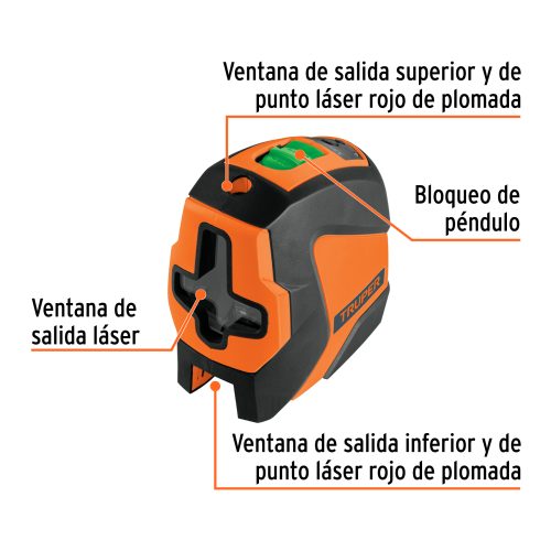 NLP-30+FC1 Nivel láser verde c/plomada, alcance 30 m, de pilas, TRUPER