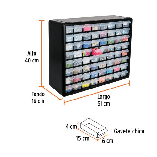 ORG-64+FC2 Organizador con 64 gavetas, TRUPER 10985