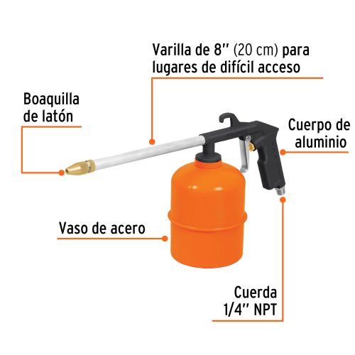 PILI-697+D1 Pistola de aluminio para limpieza de motores, TRUPER