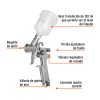 PIPI-410+FC1 Pistola p/retoque gravedad HVLP vaso plástico, 1 mm, TRUPER