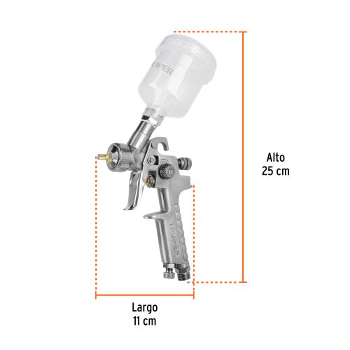 PIPI-410+FC2 Pistola p/retoque gravedad HVLP vaso plástico, 1 mm, TRUPER