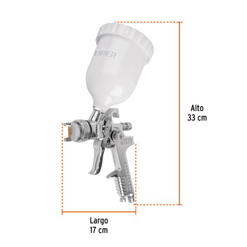 PIPI-440+FC2 Pistola p/pintar gravedad HVLP vaso plástico, 1.4 mm, TRUPER
