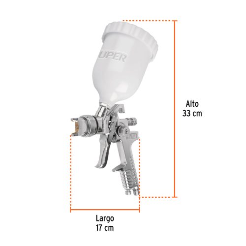 PIPI-442+FC2 Pistola p/pintar gravedad HVLP vaso plástico, 2 mm, TRUPER