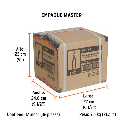 Pinza de corte diagonal 7" mango de PVC, TRUPER (17313)