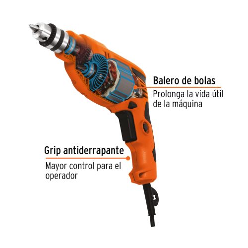 TAL-3-8A2+FC1 Taladro/destornillador 3/8", 400W, TRUPER PRO 10708