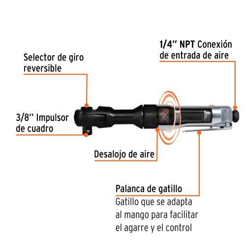 Matraca de impacto neumática 3/8", TRUPER