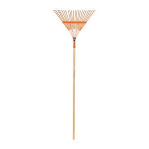 Escoba metálica para jardín, curva, 22 dientes, mango 48"