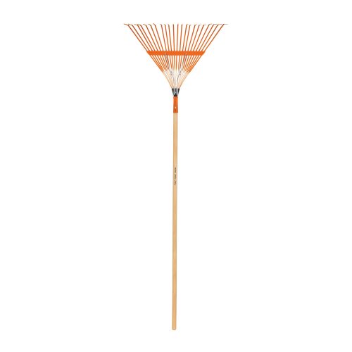 Escoba metálica para jardín, curva, 22 dientes, mango 48"