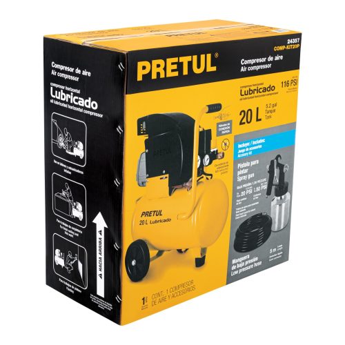 imgi_5_COMP-KIT20P+E1 Kit Compresor lub, 20L, manguera y pistola baja,127V, PRETUL