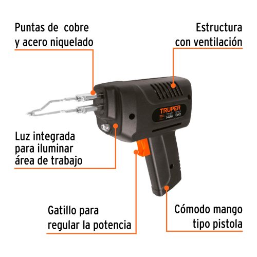Cautín 140 W tipo pistola con 2 temperaturas, TRUPER ( 17548)